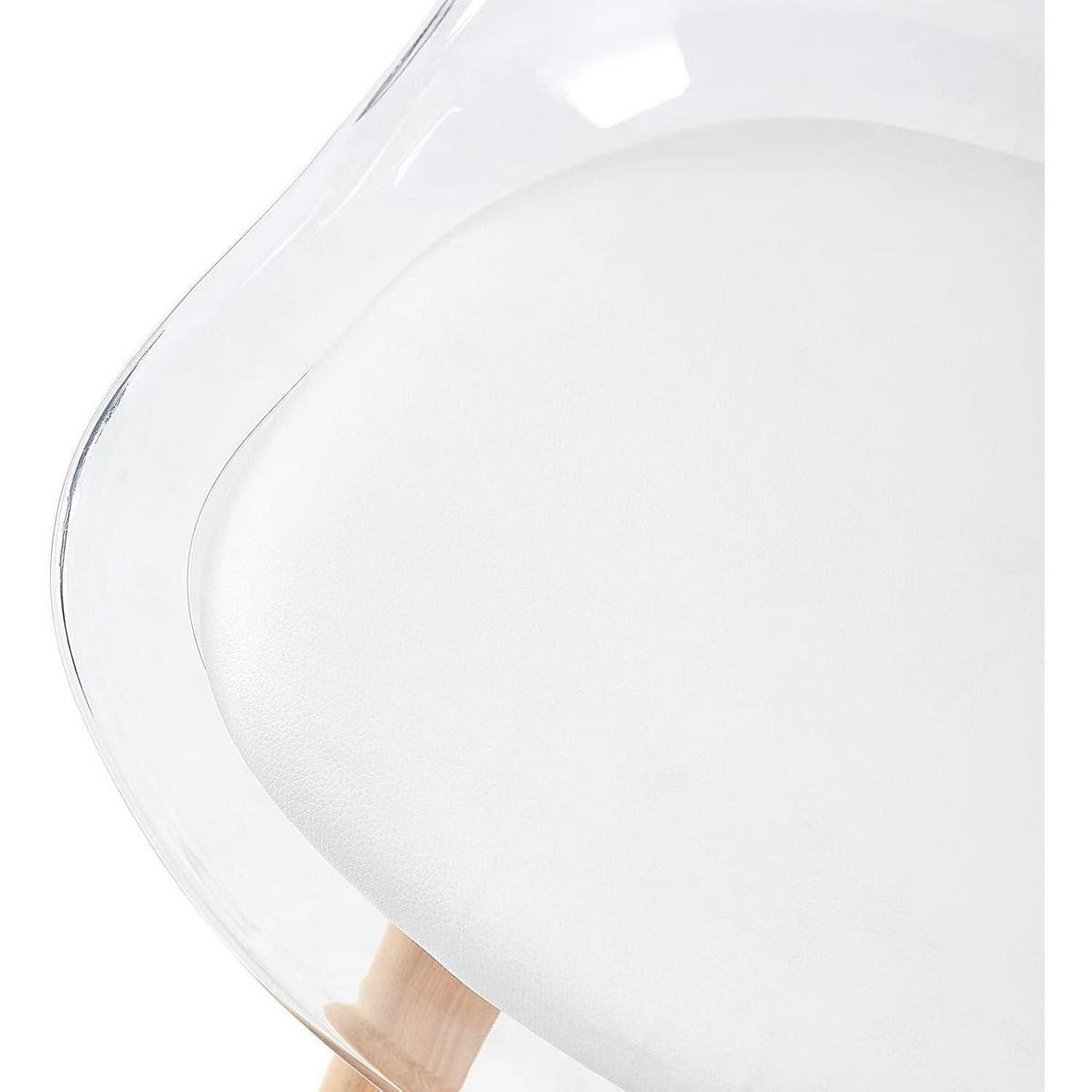 ESSZIMMERSTUHL 8er Set Transparent mit weißem Sitzkissen und Buchenholzbeinen - Transparent, Kunststoff (47.5/82/41cm)