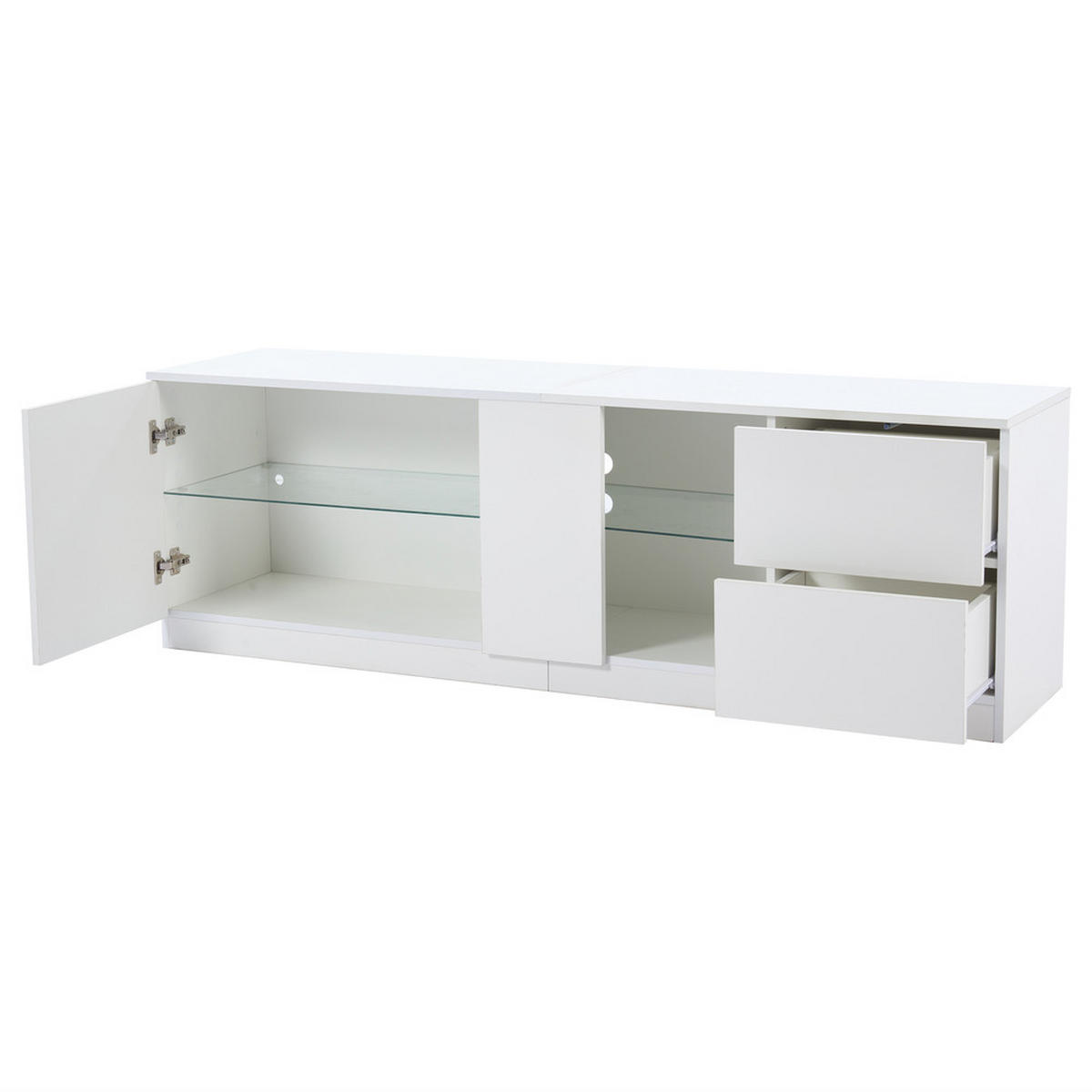 TV-STÄNDER 160x40cm Hochglanz Lowboard LED-Beleuchtung bis 65 Zoll - Weiß, Holz (48.49/18.9/59.89cm) - FLIEKS