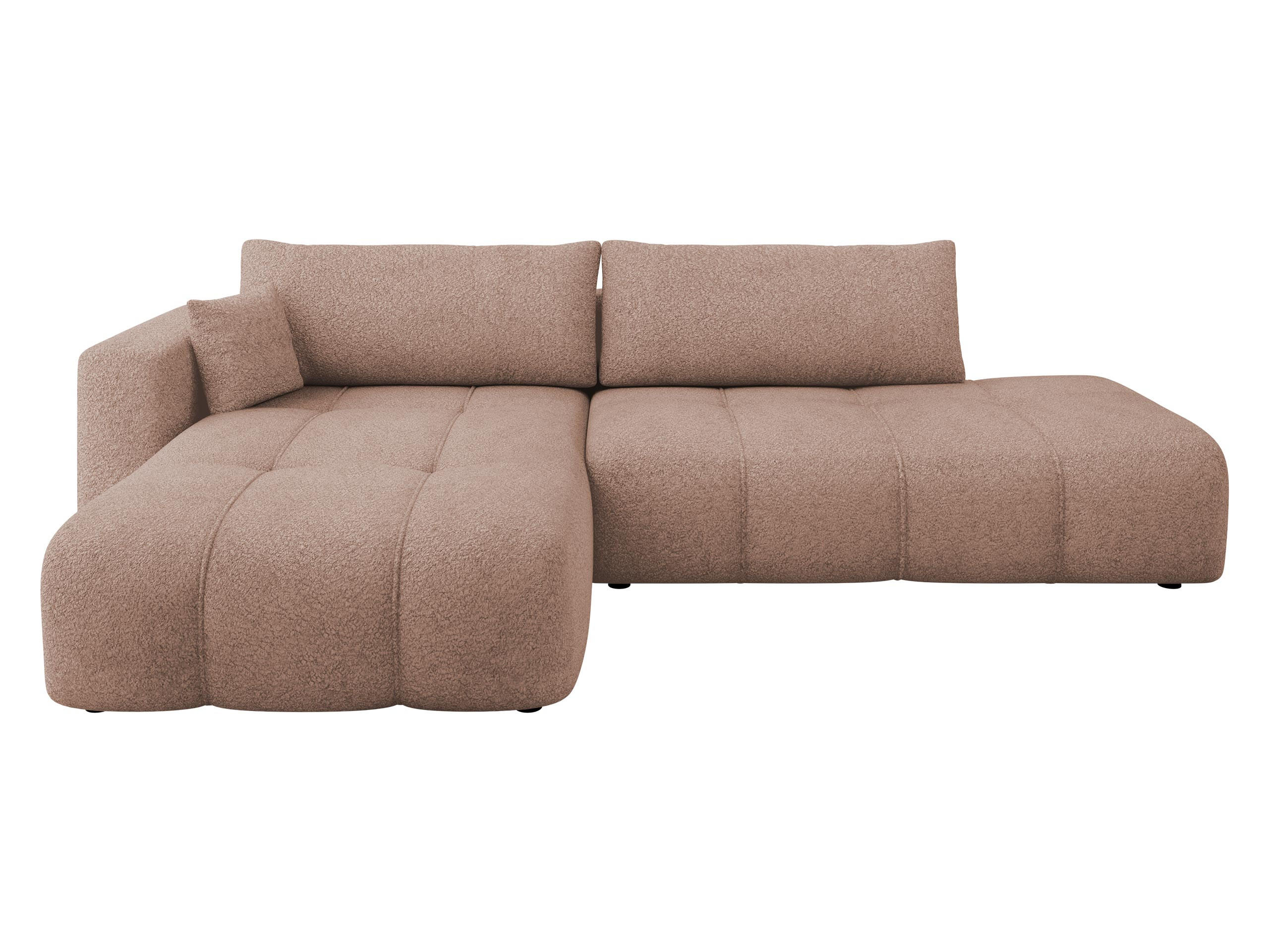 ECKSOFA Furyn O Boucle, Seite: Links - Hellbraun/Schwarz, Holzwerkstoff/Kunststoff (262/145cm) - MIRJAN24