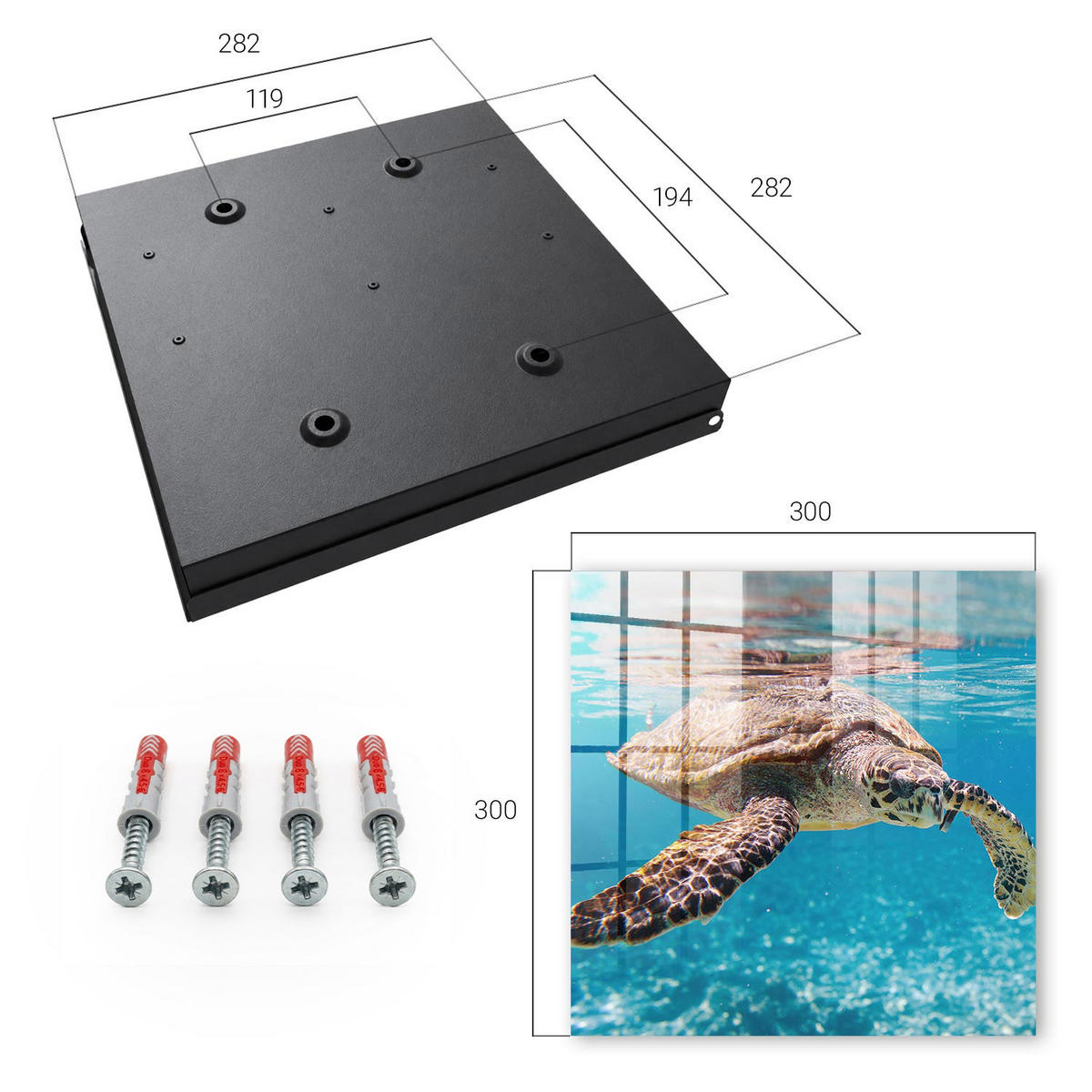 SCHLÜSSELBOX Schwarz 30x30 cm- Türöffnung nach rechts - Unterwasserwelt - Blau, Metall (30/30/5cm) - TULUP