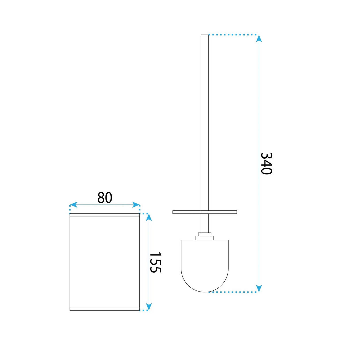 WC-BÜRSTEN Rea B110 Matt Black - Schwarz, Metall (8/39/8cm) - REA