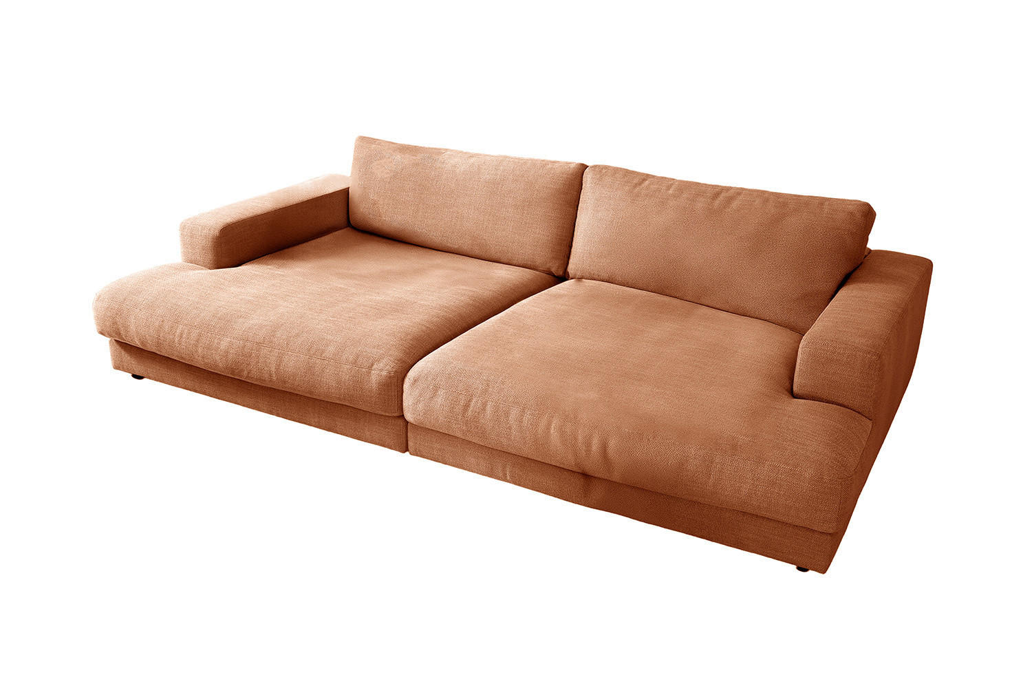 BIG SOFA MADELINE Braun Webstoff - Dunkelbraun/Schwarz, Kunststoff/Textil (290/85/190cm) - KAWOLA