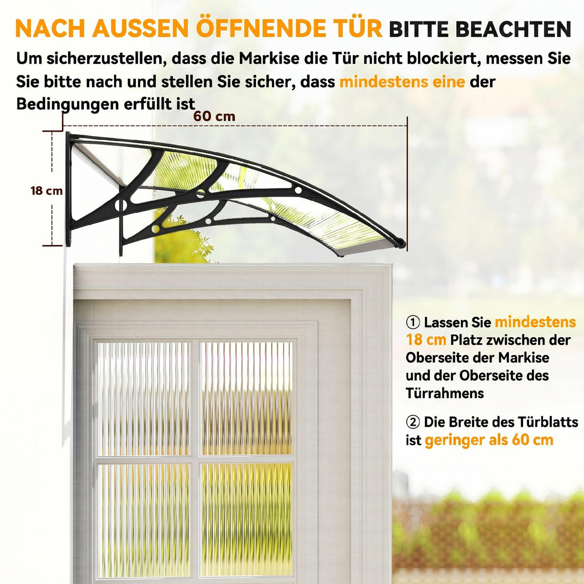 PULTVORDACH Polycarbonate Aluminium Transparent Schwarz - Schwarz, Kunststoff (60/18/110cm) - Outsunny