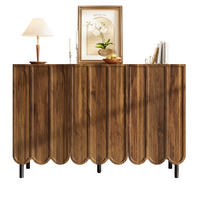 SIDEBOARD 120/35/80 cm aus MDF mit Wellentüren und griffloser Drucköffnung Walnussfarben - Naturfarben, Holzwerkstoff (35/80/120cm) - Modenvie