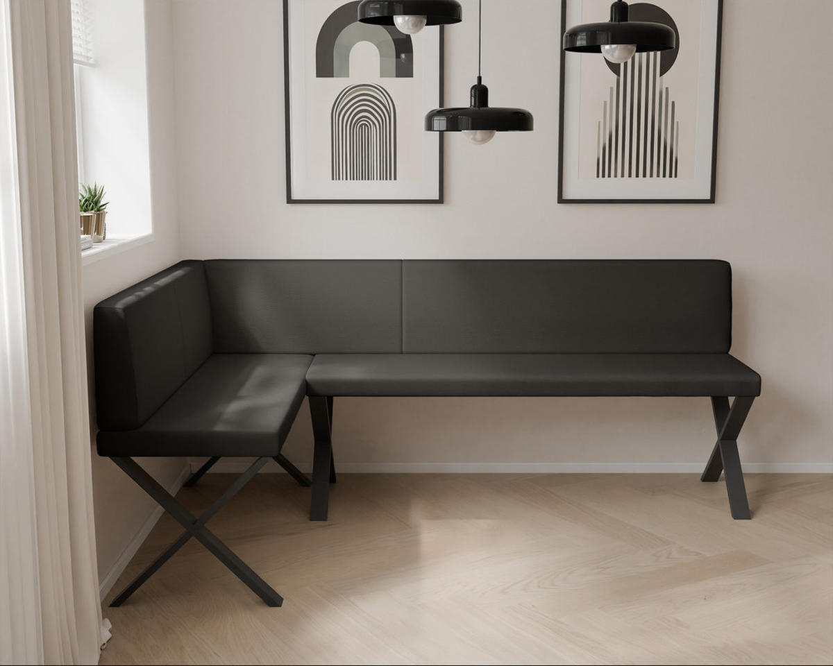 ECKBANK links VERO X Kunstleder glatt, 142/196 cm Anthrazit - Anthrazit, Kunststoff/Textil (142/196cm) - Idohome