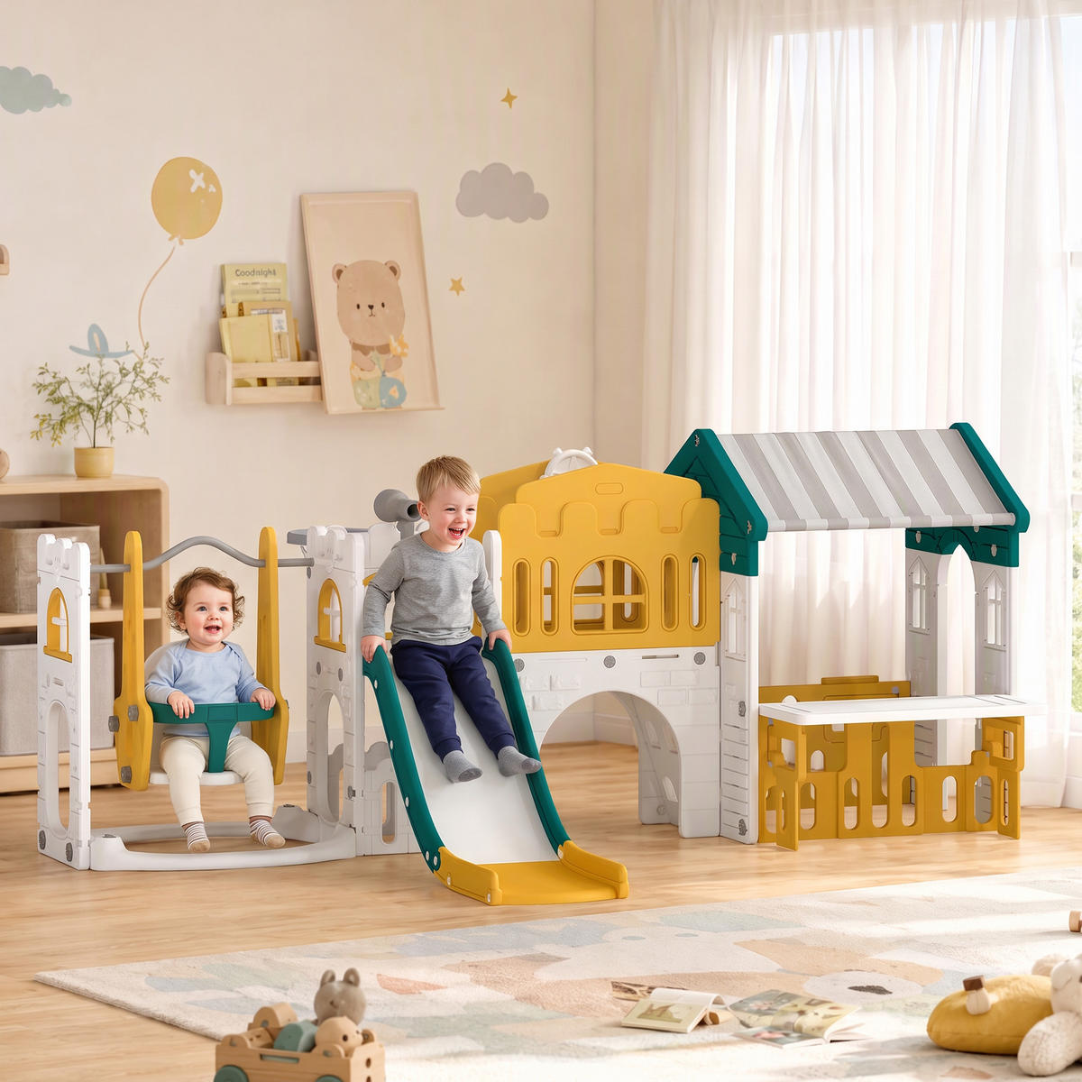 KINDERRUTSCHE HDPE Gelb - Gelb, Kunststoff (176/111/260cm) - AIYAPLAY