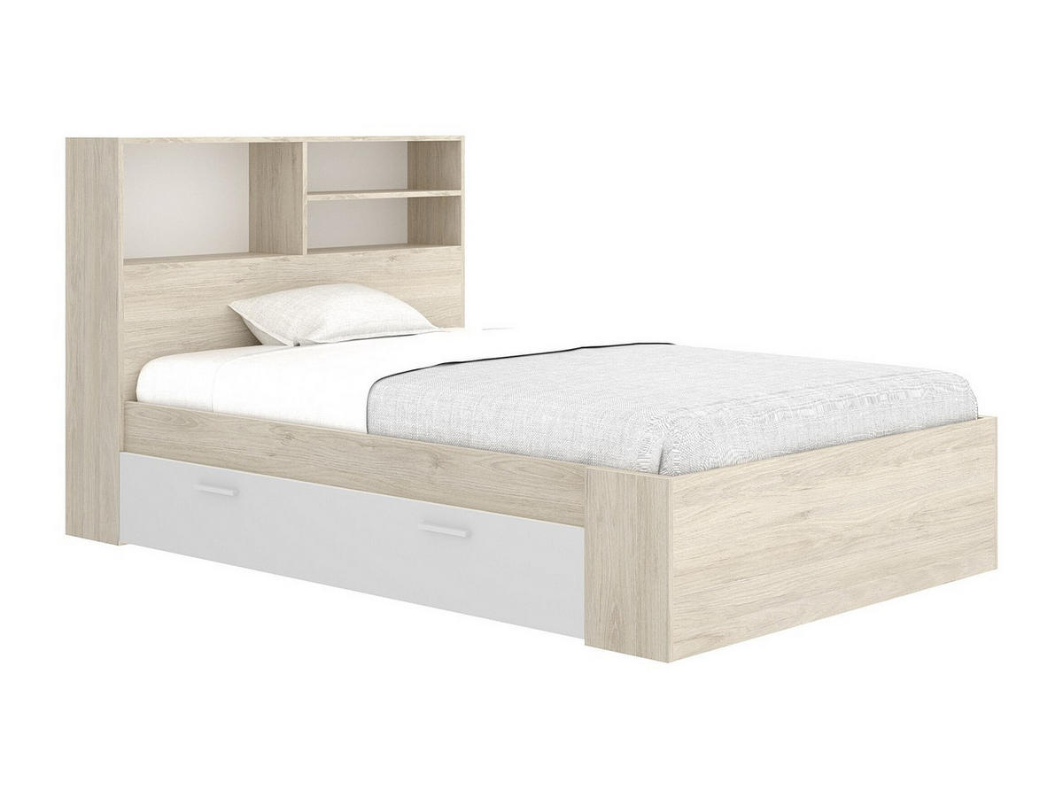 BETTRAHMEN - 1 Person - holz - naturfarben hell, weiß Vardiel - Naturfarben/Weiß, Holz (120/190cm) - Vente-Unique