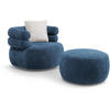 RELAXSESSELSET Nano, Set Drehsessel mit runder Form mit Hocker, Dunkelblau - Dunkelblau, Textil (95/75/95cm) - Beautysofa