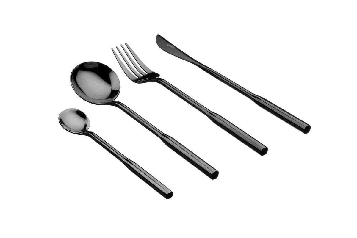 BESTECKSET 24-teilig Abel - Schwarz - Schwarz, Metall - Björn