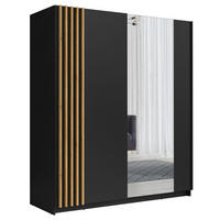 SCHWEBETÜRENSCHRANK Bayadero schwarz 200 cm / 63 cm / 199 cm - Schwarz/Braun, Holz/Holzwerkstoff (200/198/63cm) - Feldmann-Wohnen
