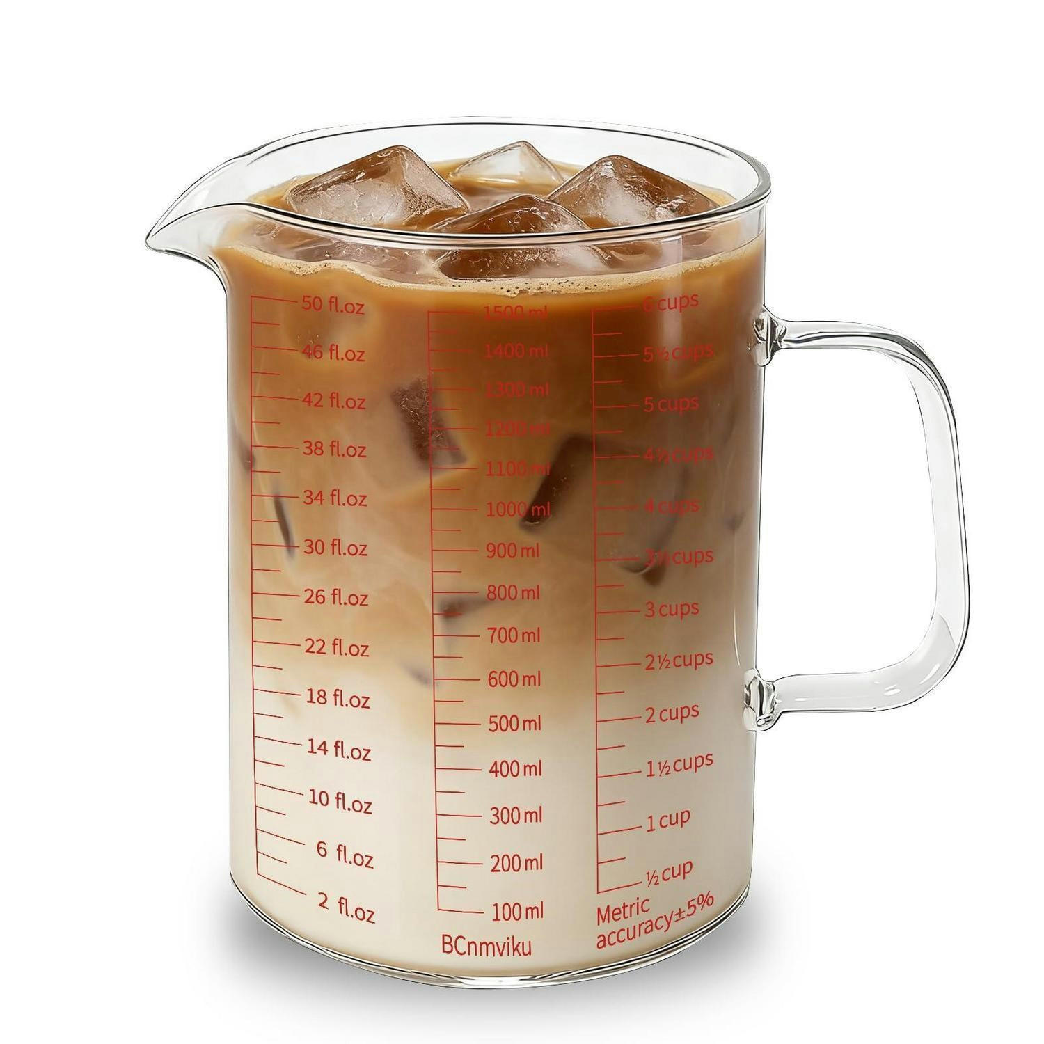 MESSBECHER 1500 ml Borosilikatglas mit dreifacher Skala - Transparent, Glas (1.5L)