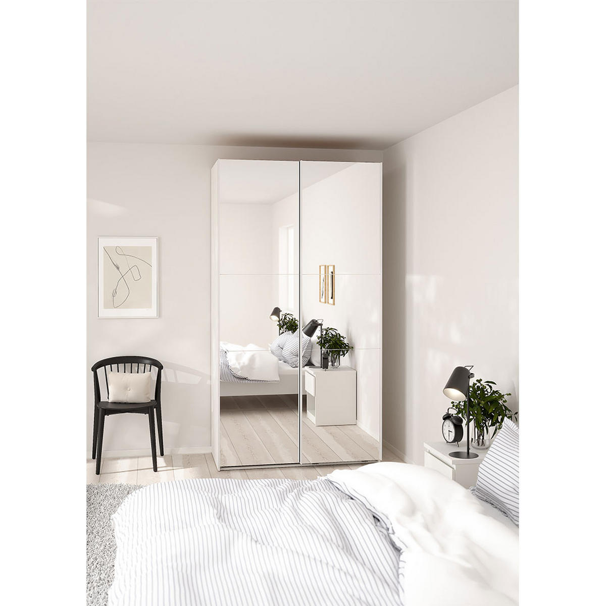 SCHIEBETÜRENSCHRANK, Como, Weiß, Holzwerkstoff, 119 x 67 x 221 cm - Weiß, Holzwerkstoff (119/221/67cm) - ebuy24