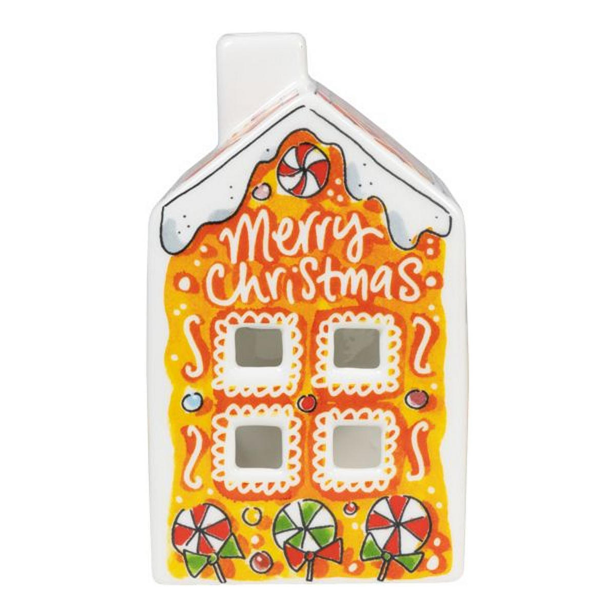 TEELICHTHALTER Lebkuchen in Bunt - 14,50cm - Multicolor, Keramik (8.5/14.5/8.3cm) - Blond Amsterdam