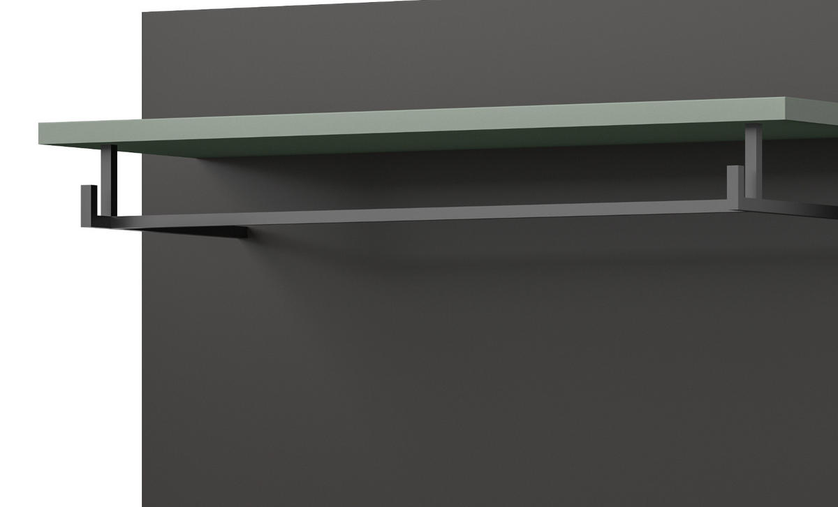 GARDEROBE SET 5-teilig in Salbei Grün und Basalt Grau 175 cm, Soft-Close Cooper - Salbeigrün/Schwarz, Glas/Holzwerkstoff (175/190/37cm) - Inn.Furn