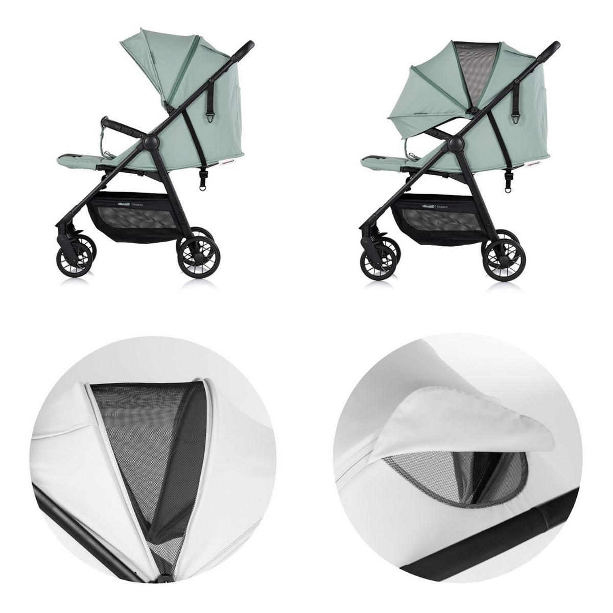 KINDERWAGEN Blossom grün Stoßdämpfer verstellbare Rückenlehne Korb bis 22kg - Grün, Metall (76/47/97cm) - Chipolino