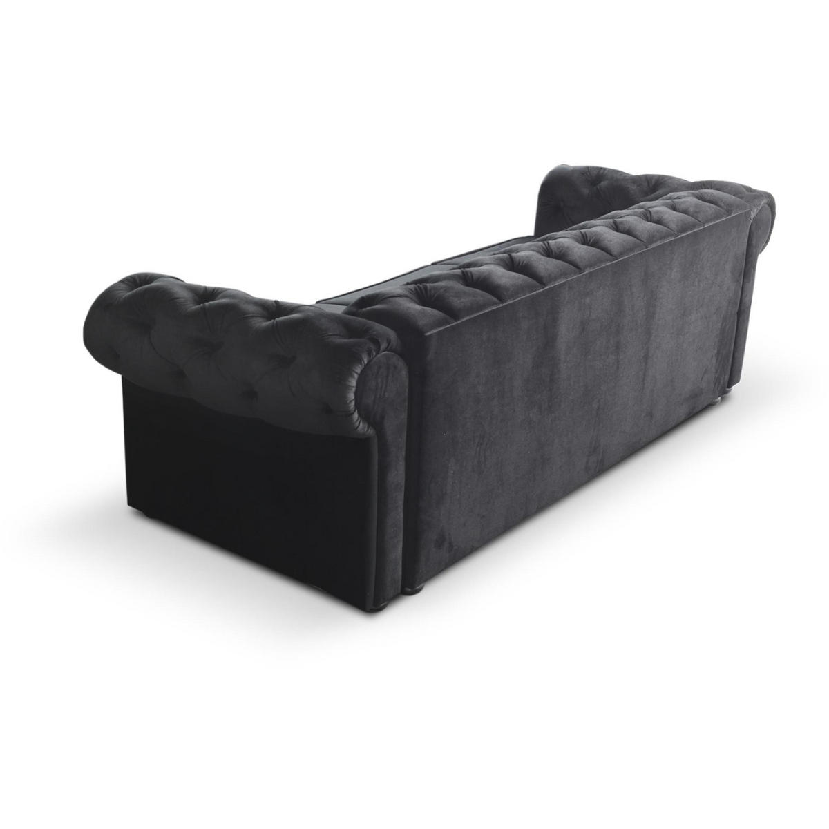 SCHLAFSOFA Chester 3-Sitzer, im Chesterfield-Stil, Schwarz - Wengefarben/Schwarz, Textil (252/82/92cm) - Beautysofa