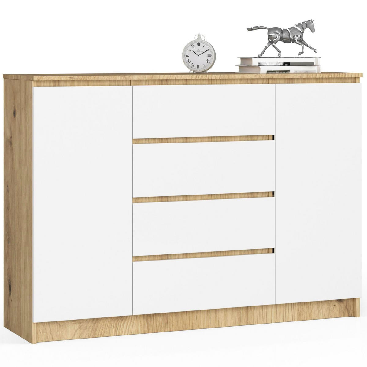 KOMMODE Eiche Artisan, Weiß 99/138/40 - Eiche Artisan/Weiß, Holzwerkstoff (138/99/40cm) - RAUMHIRSCH FURNITURE