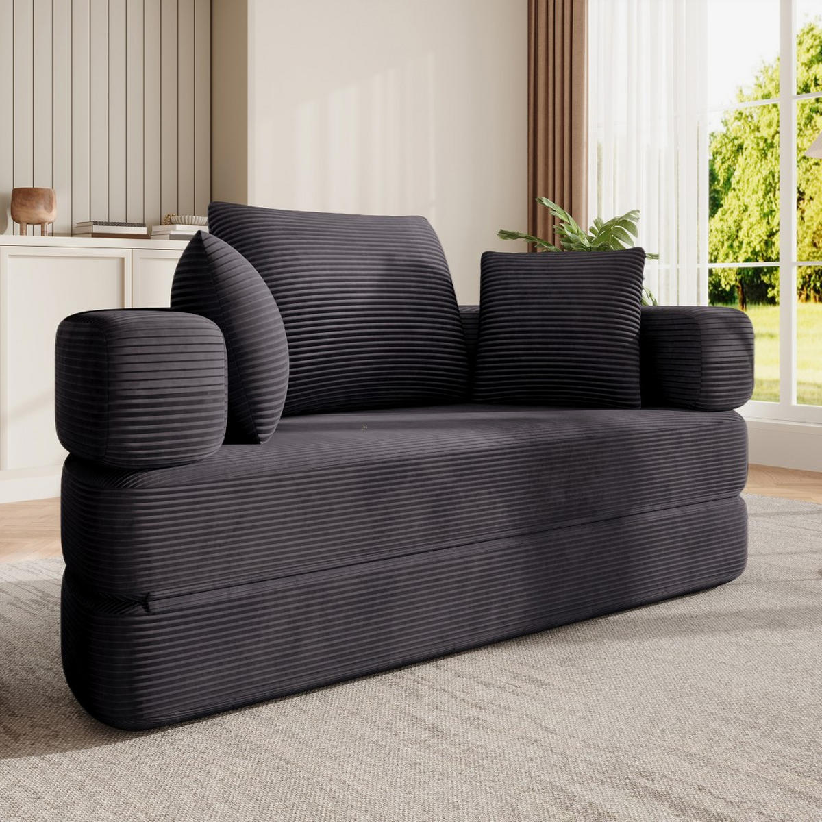 KLAPPSOFABETT 2-in-1 Sofa und Bett 173/176/40 cm - Schwarz, Textil (176/40/173cm)