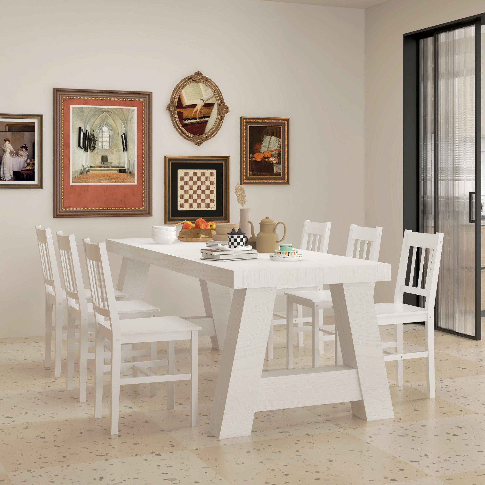 Homcom Esszimmerstuhl Weiß 46.5x85.5x41 cm