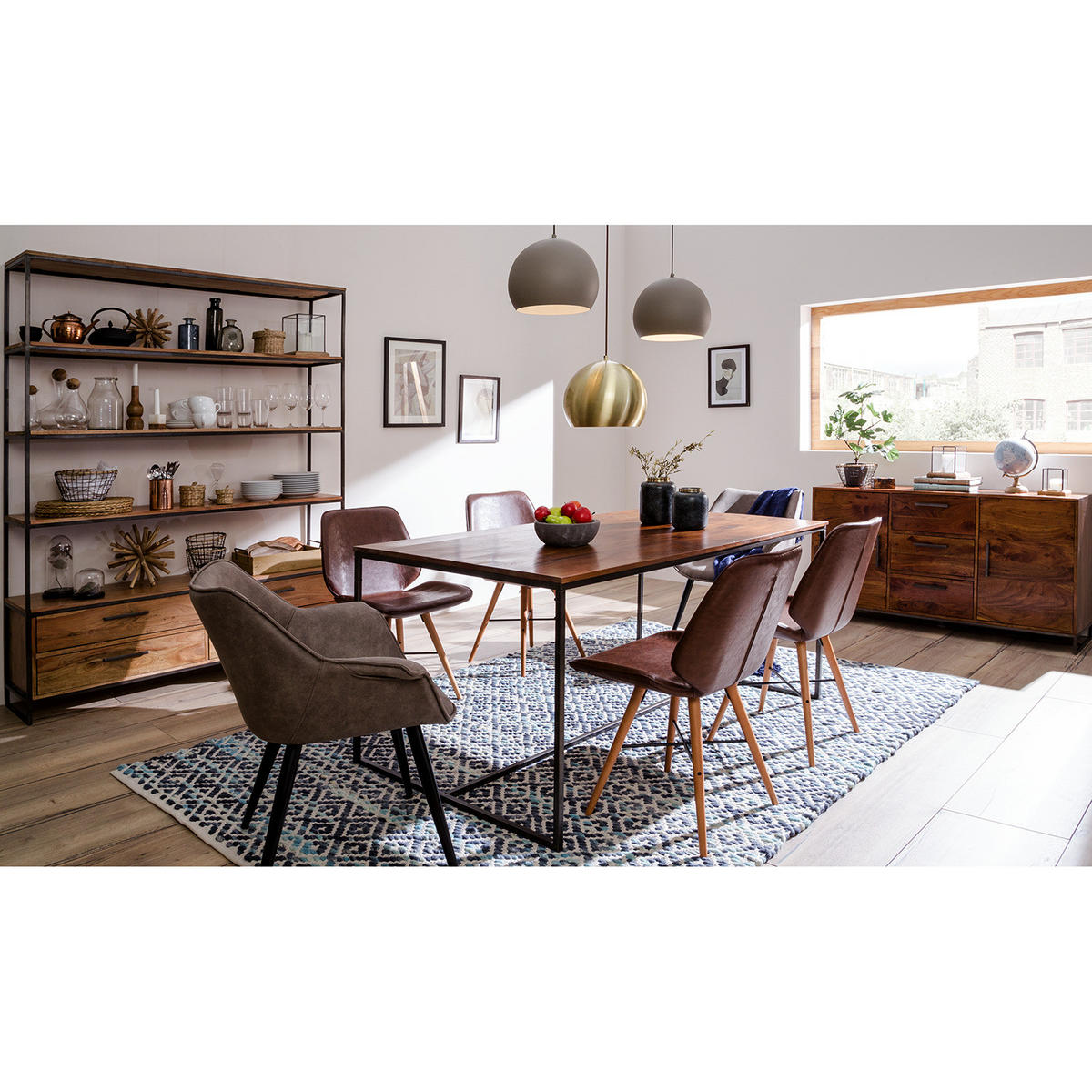 SIDEBOARD - Akazie massiv / Eisen, Typ A - Akaziefarben, Holz (145/80/40cm) - home24