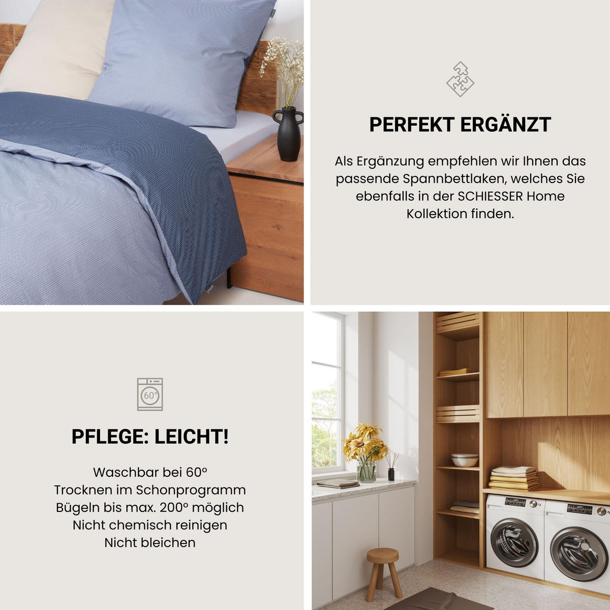 BETTWÄSCHESET Silva - Renforcé - 2-teilig - 155 x 220 cm - Blau - Blau, Textil (155/220cm) - SCHIESSER