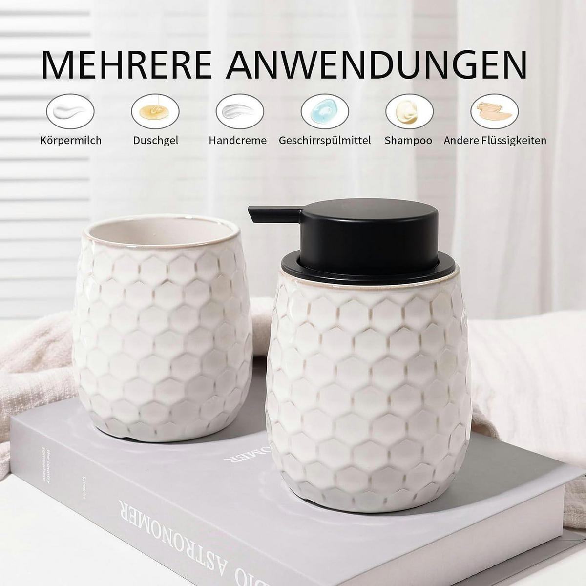 SEIFENSPENDER Keramik Beige 400ml - Beige, Keramik (9/13/9cm)