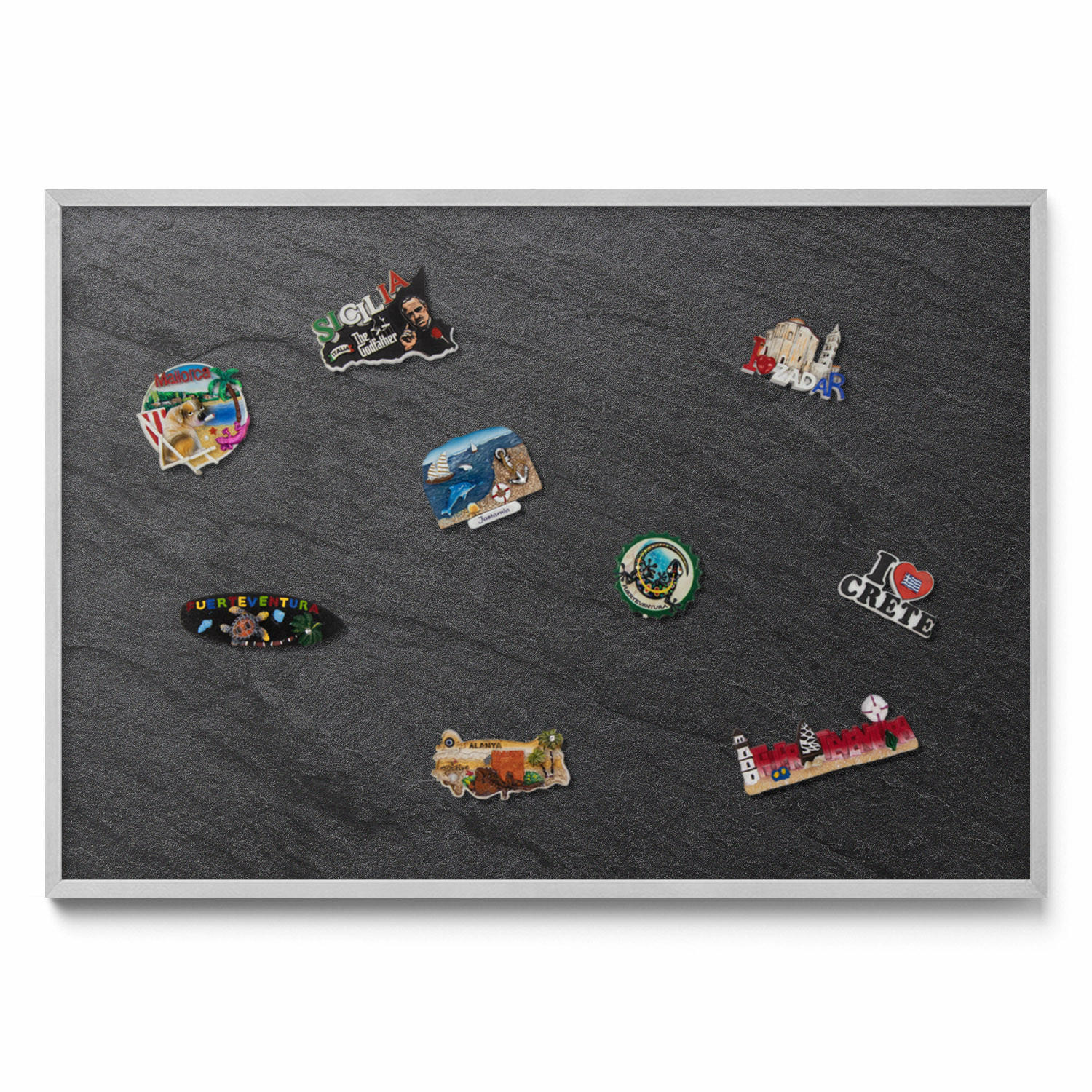 MAGNETTAFEL 100x70 cm Weißer Rahmen Holzstruktur Mit Harz - Wengefarben, Metall (100/70/0.4cm) - TULUP
