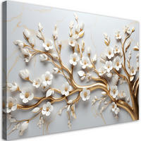 LEINWANDBILD Blattgoldbaum 3D - Weiß, Textil (60/40cm) - Feeby