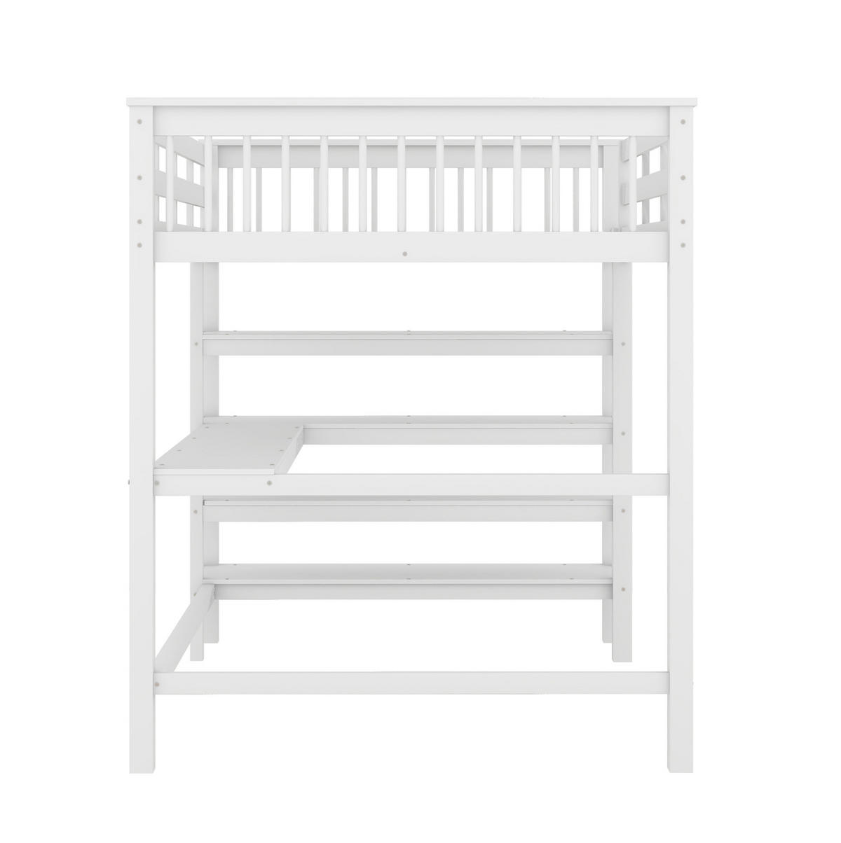 HOCHBETT 140/200 cm Weiß aus Kiefernholz und MDF mit Schreibtisch und Ablagefächern - Weiß, Holz (140/200cm) - OKMYHOME