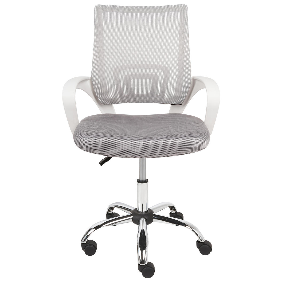 BÜROSTUHL Hellgrau Solid - Silberfarben/Weiß, Textil (60/88/60cm) - Beliani