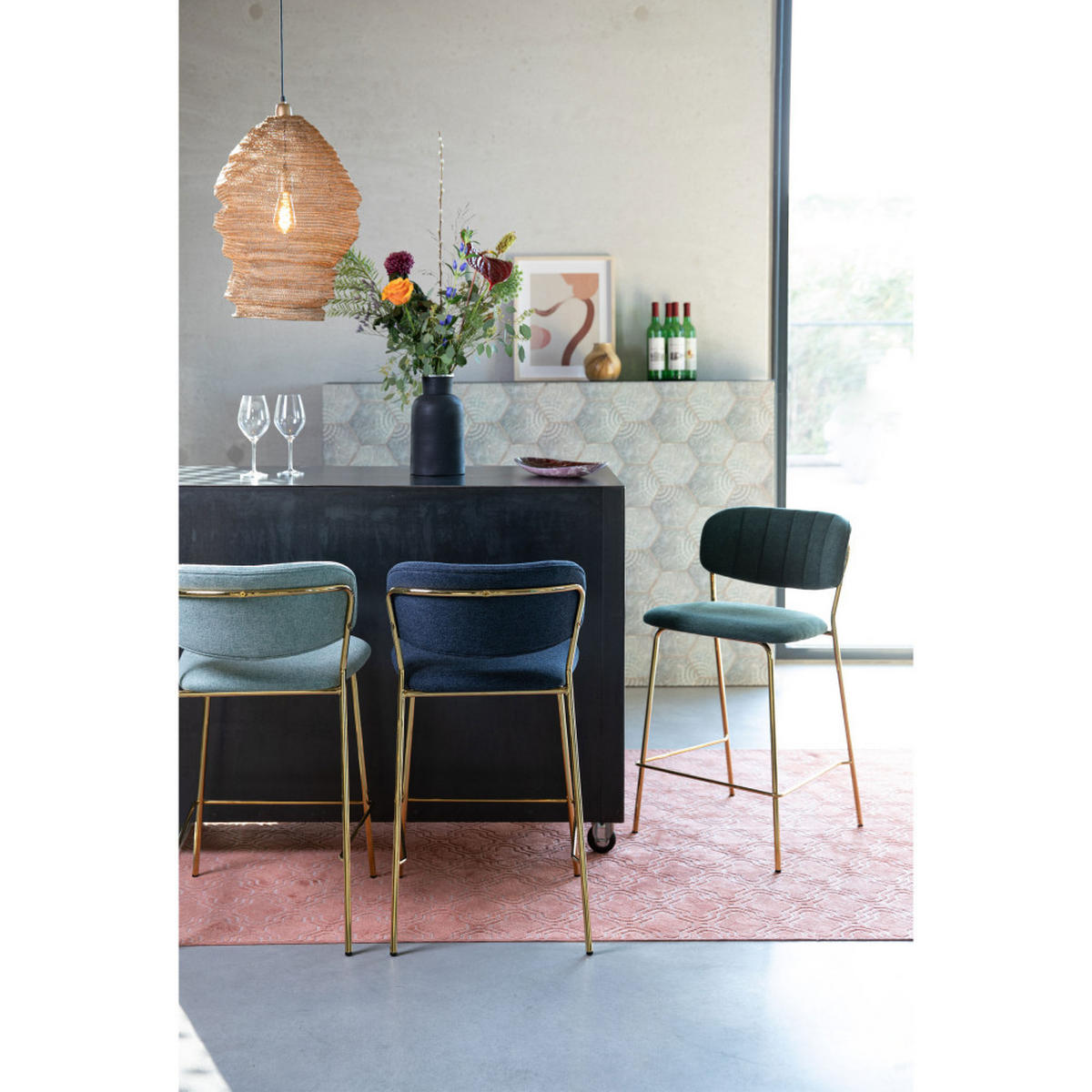 BARHOCKER - Dunkelblau - 2er-Set - Dunkelblau, Textil (48/89/54cm) - Drawer