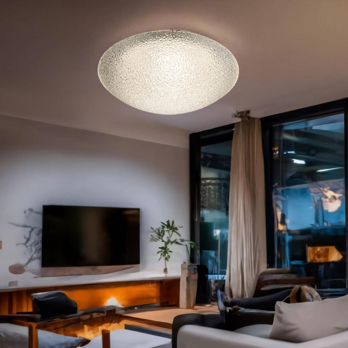 LED DECKENLEUCHTE TRIA I Weiß Glas geeist - Weiß, Glas (30/30/10cm) - Globo Lighting