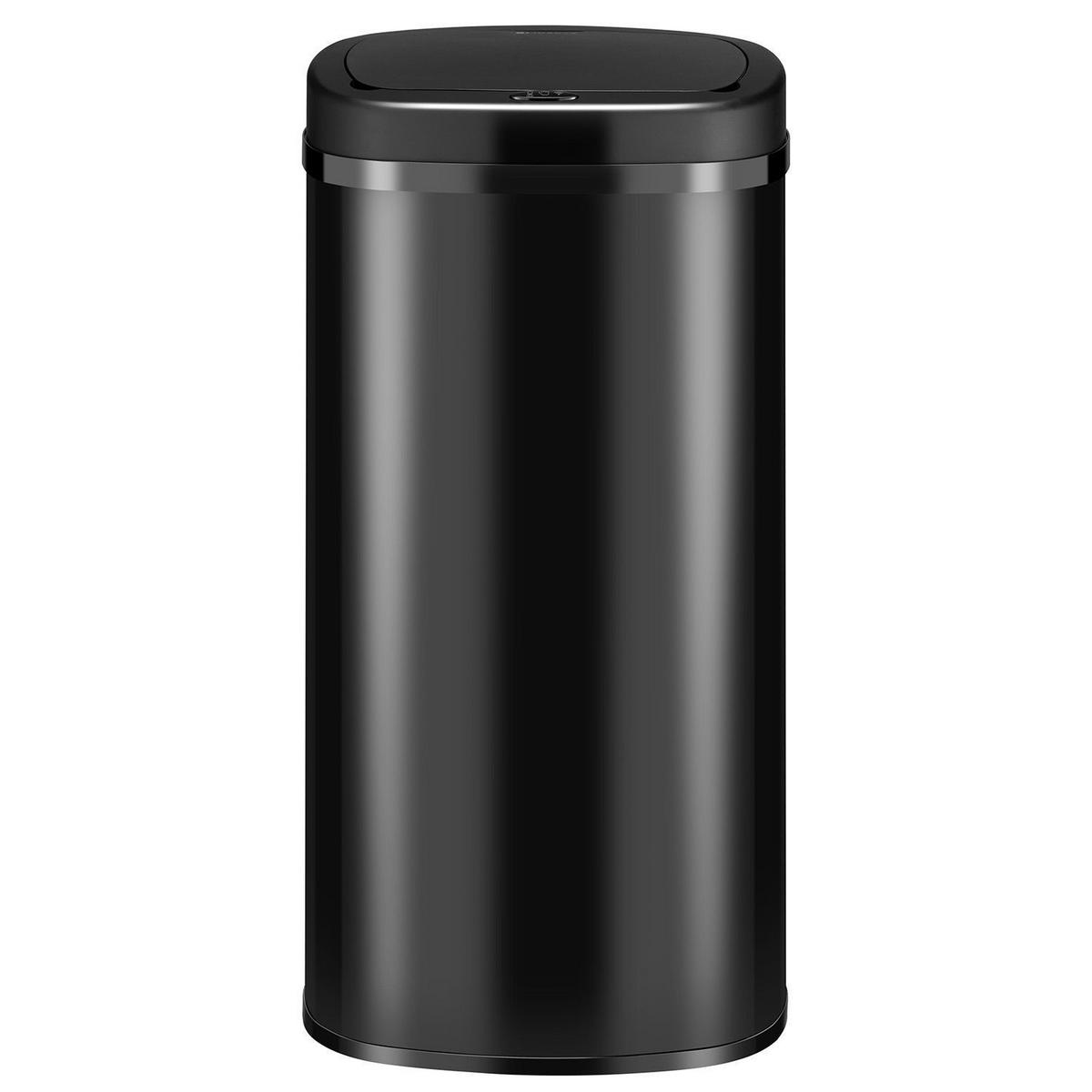 MÜLLEIMER viereckig 70L schwarz mit Sensor - Schwarz, Metall (40/73/29cm) - Juskys