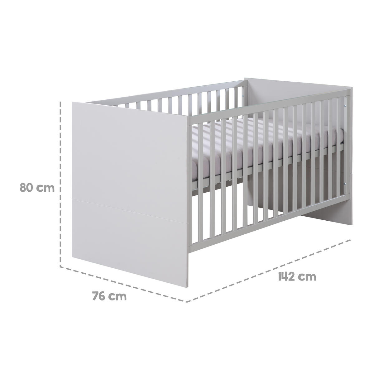 BABYBETT Lea 70 x 140 cm - Hellgrau, Holzwerkstoff (70/140cm) - Roba