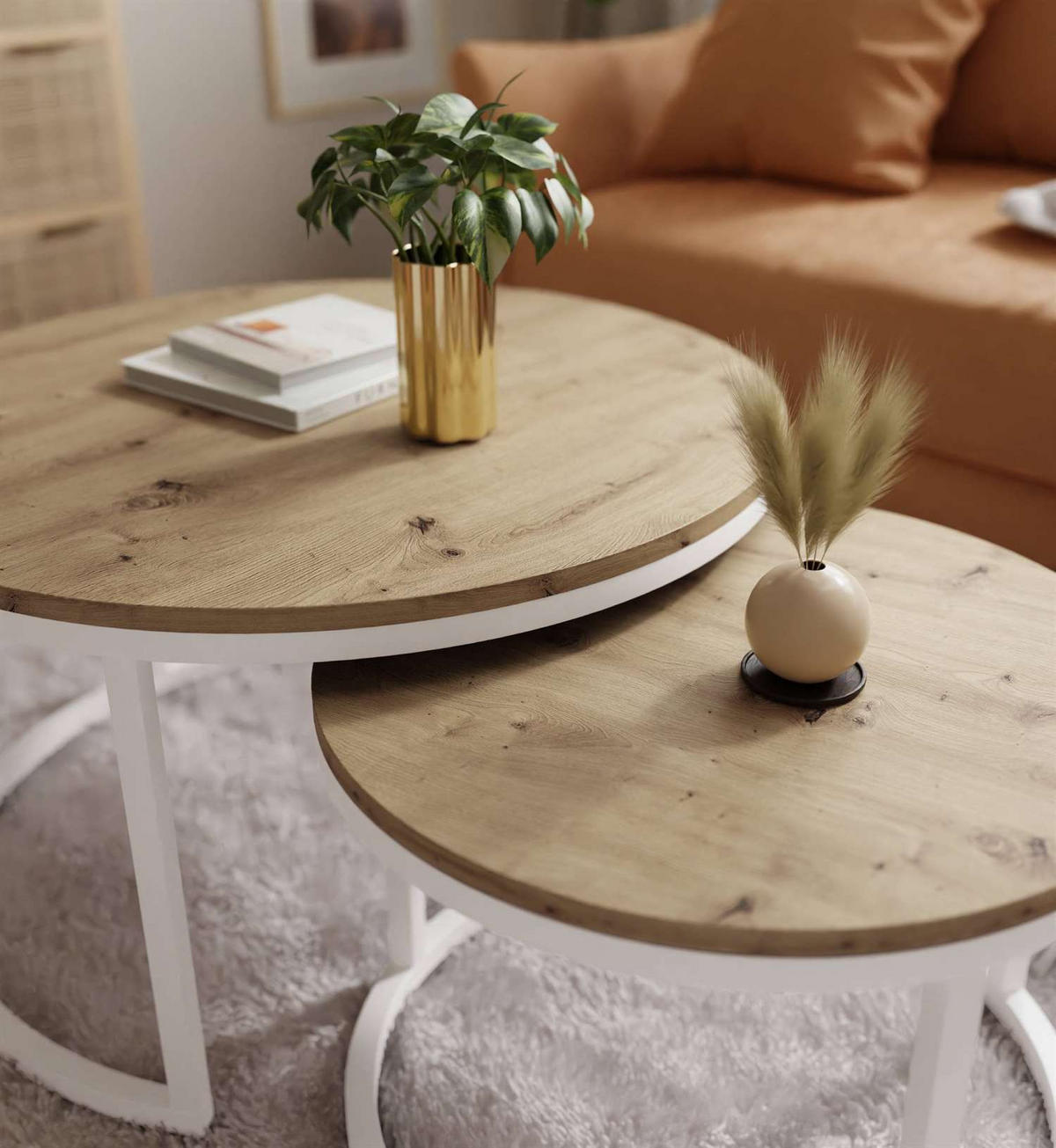 COUCHTISCH CIRI 2-in-1 Eichenholz Artisan - Weiß, Holzwerkstoff (80/80/48cm) - Lookway