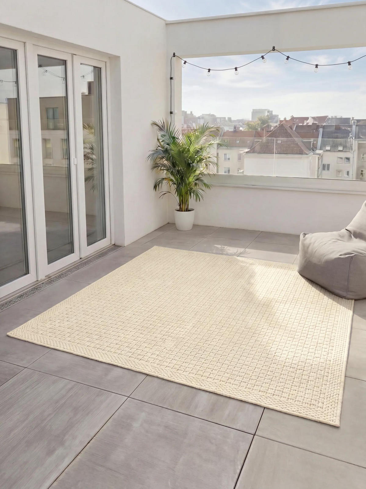 OUTDOORTEPPICH Iowa Cream 195/195 cm - Creme, Kunststoff/Textil (195/195cm) - benuta