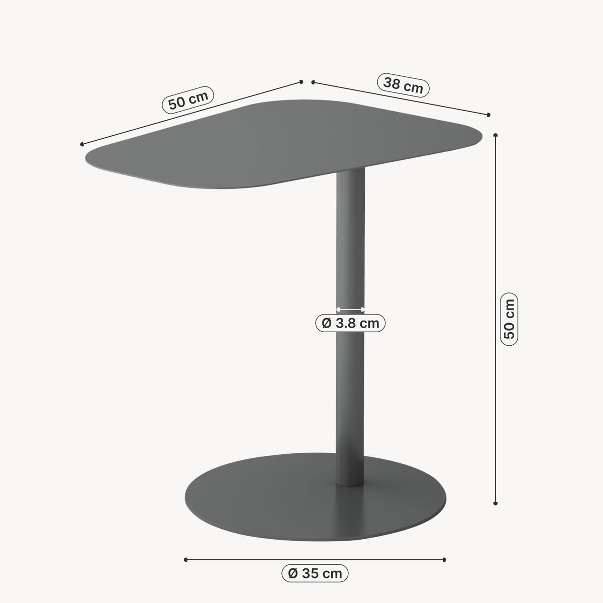 BEISTELLTISCH Nastätten - Grau, Metall (38/50/50cm) - [en.casa]