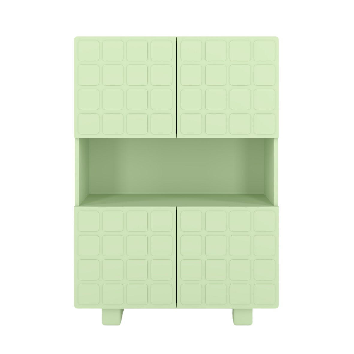HIGHBOARD Cubo Long, Geometrische 3D Fronten, 85 x 120 cm, Grün - Pastellgrün, Holz/Holzwerkstoff (84.3/120/41.8cm) - Skandica