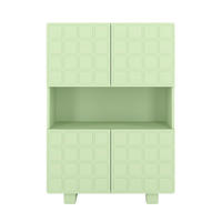 HIGHBOARD Cubo Long, Geometrische 3D Fronten, 85 x 120 cm, Grün - Pastellgrün, Holz/Holzwerkstoff (84.3/120/41.8cm) - Skandica