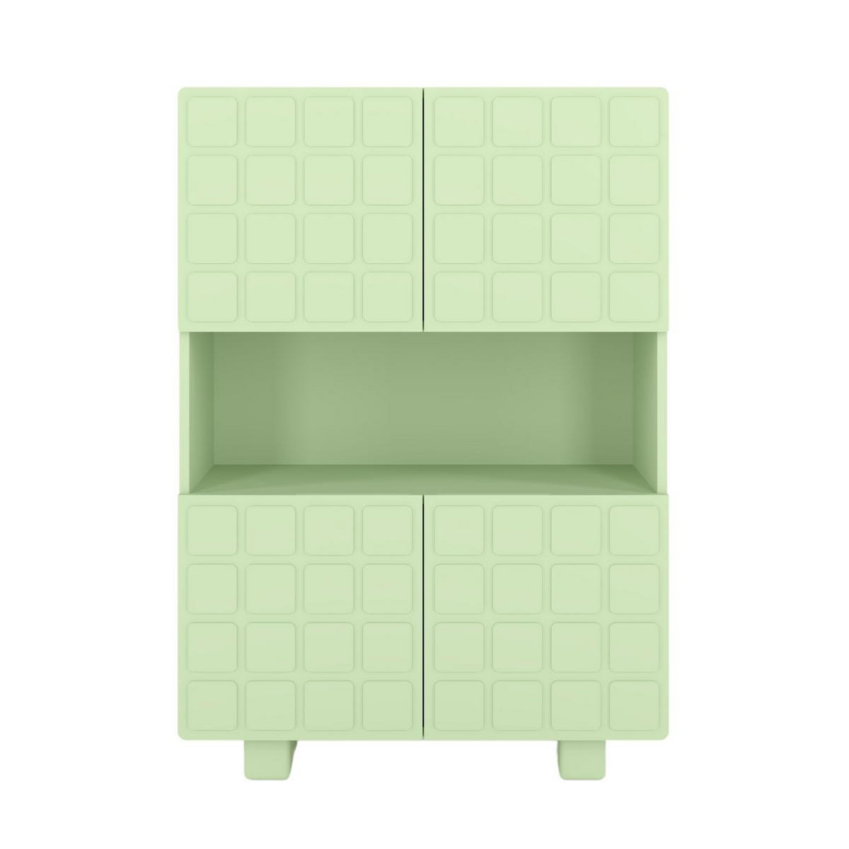 HIGHBOARD Cubo Long, Geometrische 3D Fronten, 85 x 120 cm, Grün - Pastellgrün, Holz/Holzwerkstoff (84.3/120/41.8cm) - Skandica