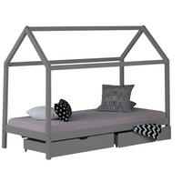 HAUSBETT mit Stauraum 90/200 cm Grau - Grau, Holz (206/160/98cm) - Homestyle4u
