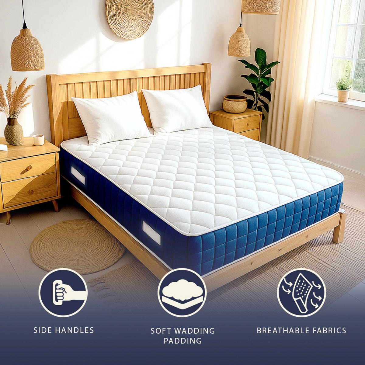 MATRATZE Taschenfederkern Memory 30 cm 90x200 - Weiß, Textil (90/200cm) - The White Stone