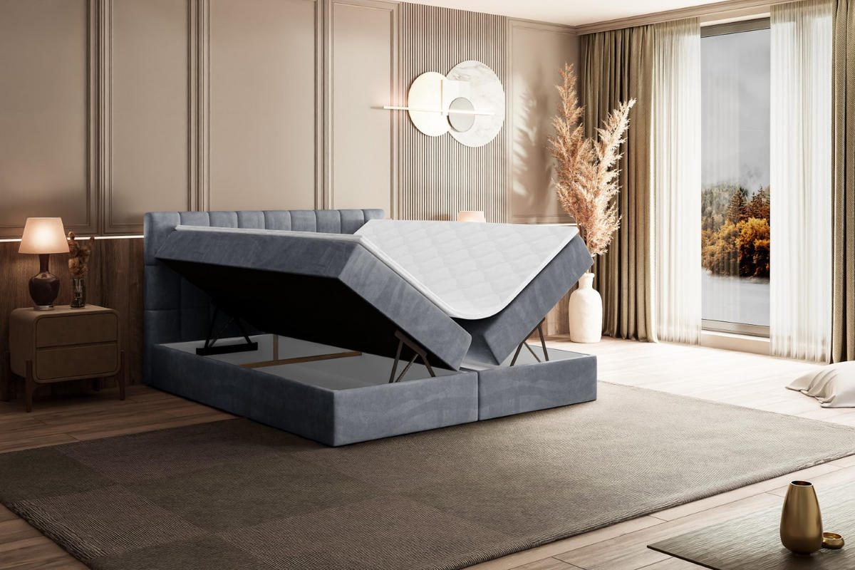BOXBETT mit Matratze H3 und Lattenrost - MIAMI - 140x200 cm Grau - Grau, Holzwerkstoff (140/200cm) - ALTDECOR