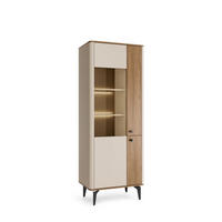 VITRINE Aurena Kaschmir mit Walnuss, mit LED - Schwarz/Braun, Holzwerkstoff (88/156/40cm) - Bettso
