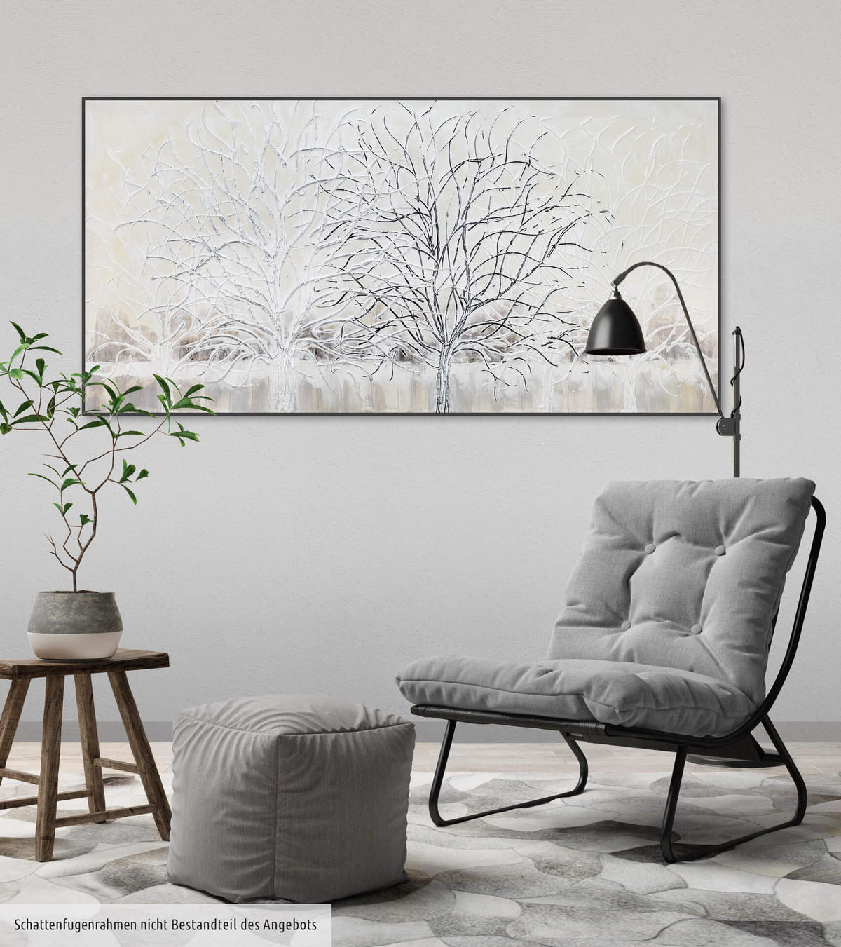 ACRYLBILD HANDGEMALT 120/60 cm - Beige/Weiß, Holz/Textil (1.6/60cm) - KUNSTLOFT