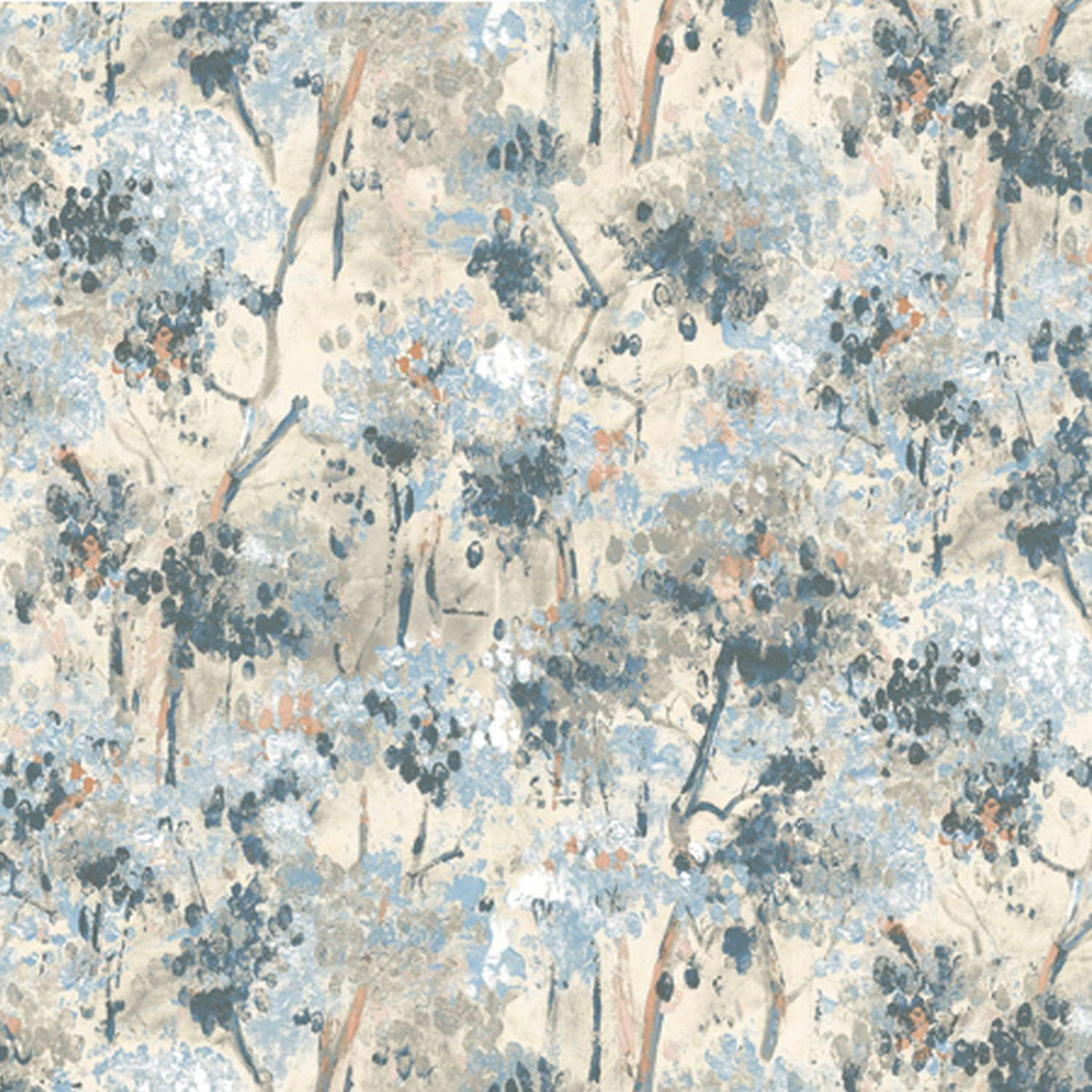 FOTOTAPETE Blumenmuster 424 x 280 cm - Blau, Papier (424/280cm) - Sanders & Sanders