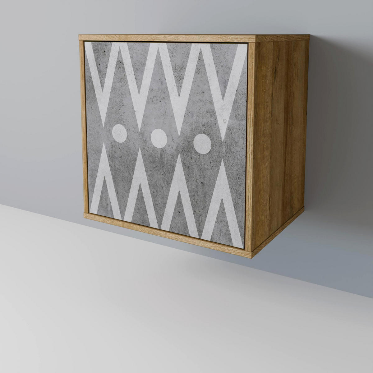 SIDEBOARD SHARP EDGES, Eichefarben, 57,5x42x72,5 cm, Schwarze Metallfüße - Eichefarben/Multicolor, Holzwerkstoff/Metall (57.5/72.5/42cm) - SpaceRebels