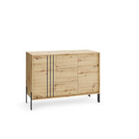 KOMMODE VALOZA 120/87/40cm mit 3 Schubladen 2 Türen Eiche Artisan - Eiche Artisan, Holzwerkstoff (120/87/40cm) - MASSENO