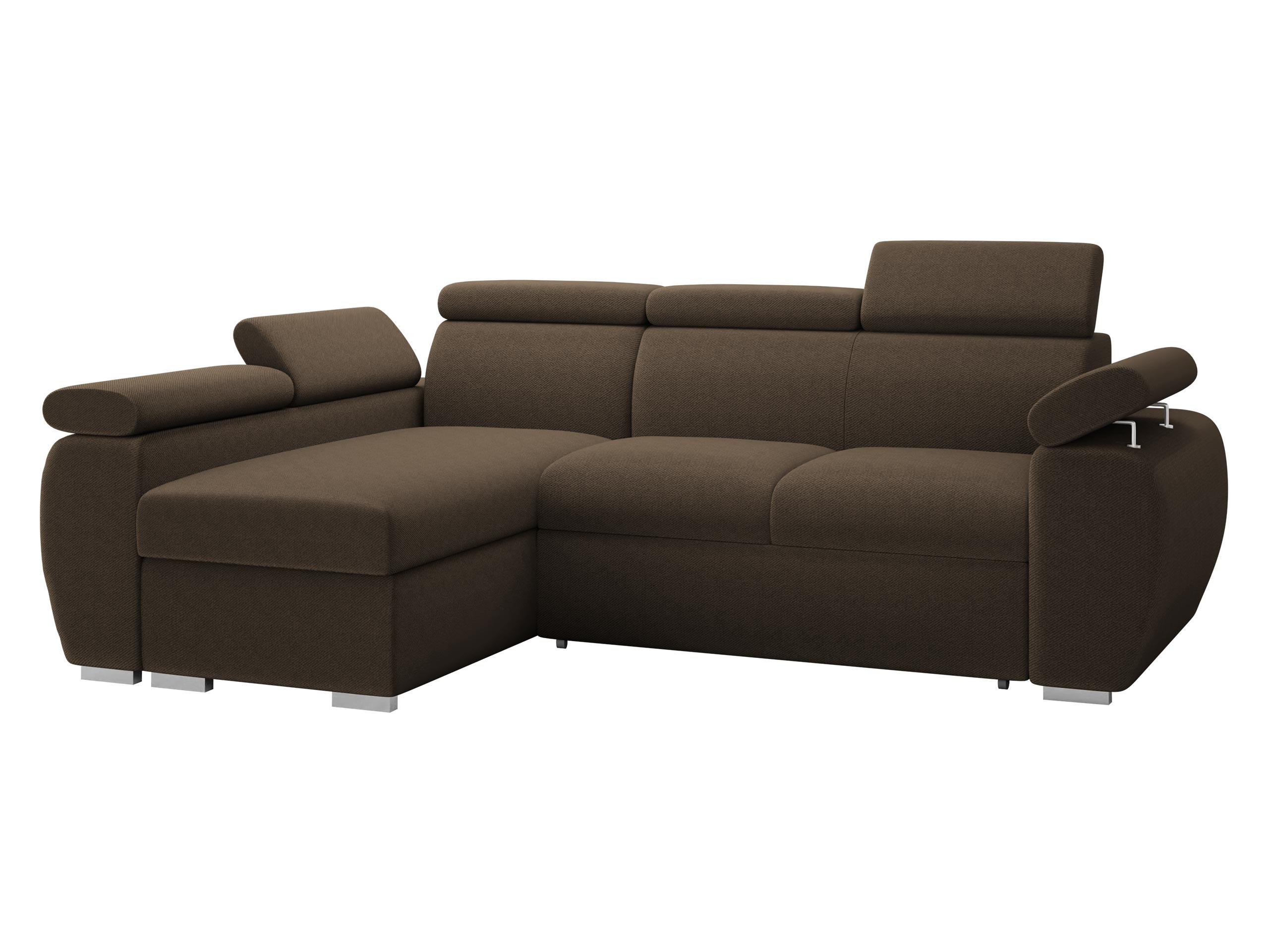 ECKSOFA Boston Mini, Seite: Links - LC+2R - Chromfarben/Braun, Holz/Textil (255/170cm) - MIRJAN24