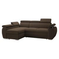 ECKSOFA Boston Mini, Seite: Links - LC+2R - Chromfarben/Braun, Holz/Textil (255/170cm) - MIRJAN24